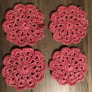 *HOMEMADE* crocheted coasters (4 pack)